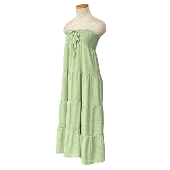 Love Tree Dress Womens Large Green NWT Cute Panel Strapless Maxi Smocked Boho - Picture 3 of 17